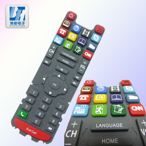 采用12種顏色硅膠原材料制作而成的遙控器硅膠按鍵